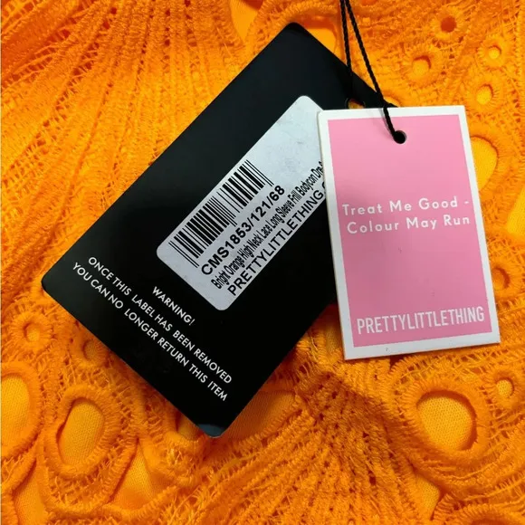 NWT! PrettyLittleThing- Orange Lace Bodycon Dress