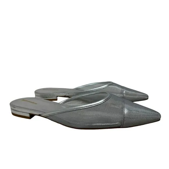 NWT Reformation Wesley Pointed Toe Silver Mesh Mule Flat 7
