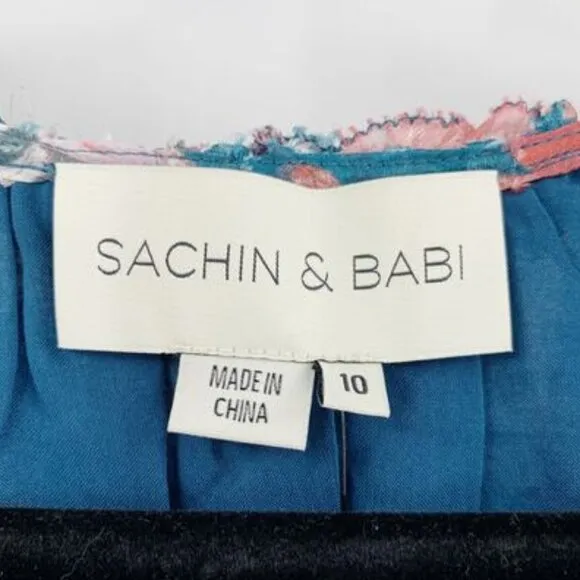 NWT SACHIN   BABI Dress Veronica Knee Length Teal Guava Blue Midi Casual