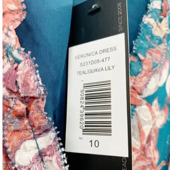 NWT SACHIN   BABI Dress Veronica Knee Length Teal Guava Blue Midi Casual