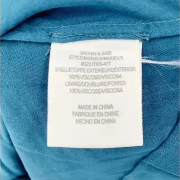 NWT SACHIN   BABI Dress Veronica Knee Length Teal Guava Blue Midi Casual