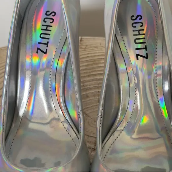 NWT Schutz Lou Faux Iridescent Specchio Women's Pump 7.5
