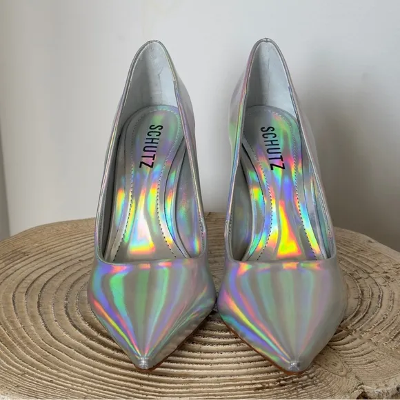 NWT Schutz Lou Faux Iridescent Specchio Women's Pump 7.5