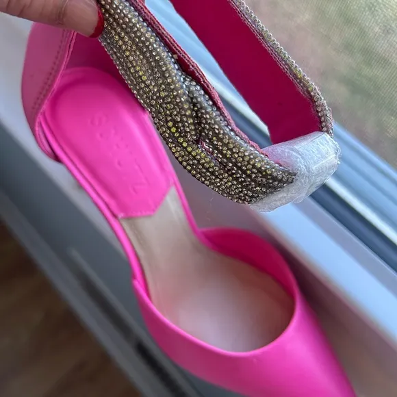 NWT SCHUTZ Stiletto Heels with Rhinestone Ankle Strap