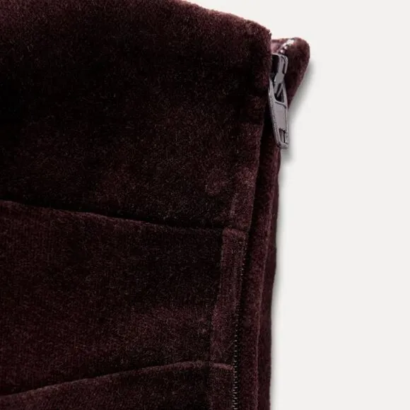 NWT ZARA VELVET BOW DRESS Burgundy