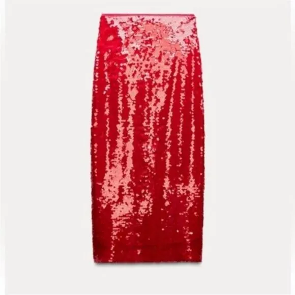 NWT ZARA Zara high waist SEQUIN MIDI SKIRT ZW COLLECTION