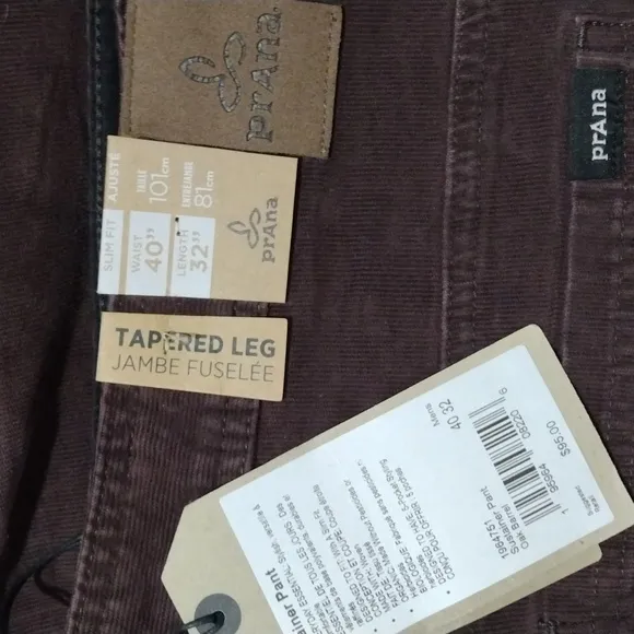 NWT🔥$95 prAna &quot;Sustainer Pant&quot; Dark Brown Oak Barrel Sz 40W 32L