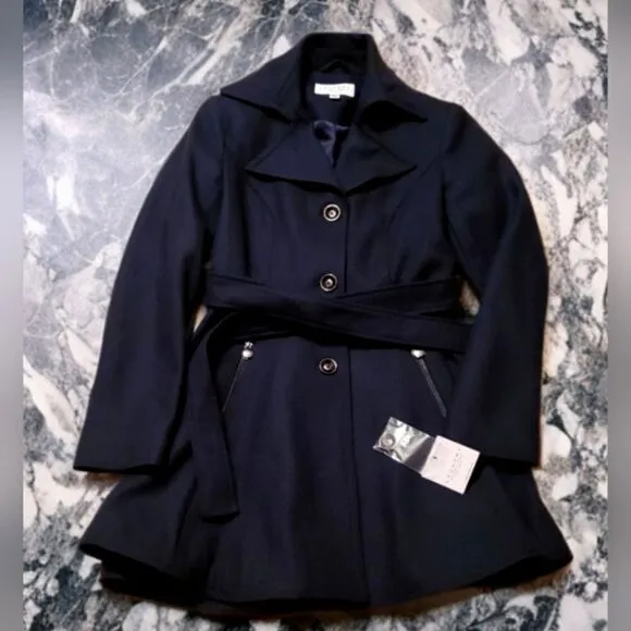 NWT Laundry by Shelli SegalDouble-Breasted Skirted Peacoat