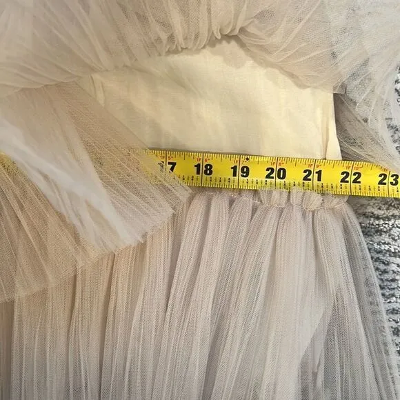 NWT Maeve Strappy Tiered Tulle Mini Dress Large Tan