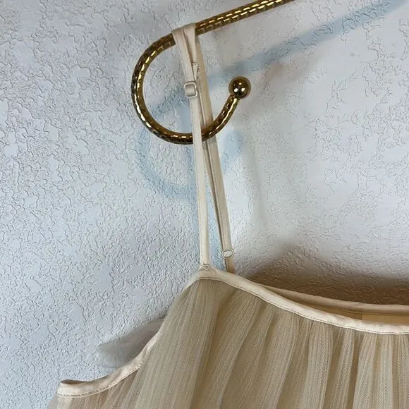 NWT Maeve Strappy Tiered Tulle Mini Dress Large Tan