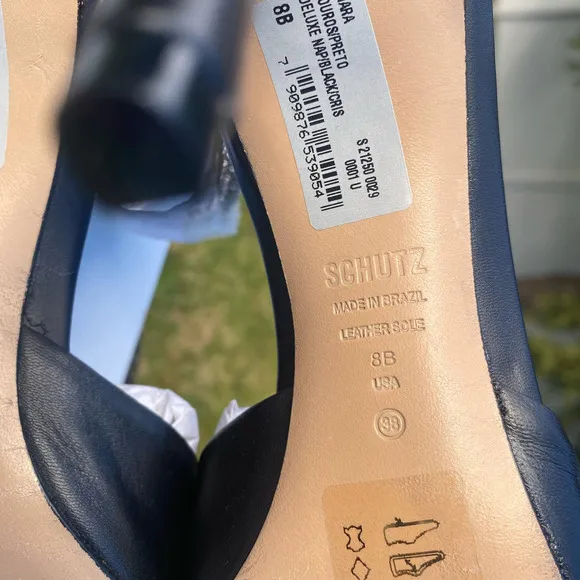 NWT/NIB Schutz Linara Black Nappa Leather Embellished Ankle Strap Heels (Sz. 8)
