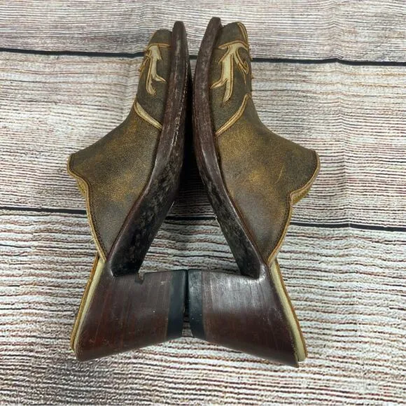 Old Gringo Womens 5 Brown Leather Heeled Boot Mules Boho Western Cowgirl Fall