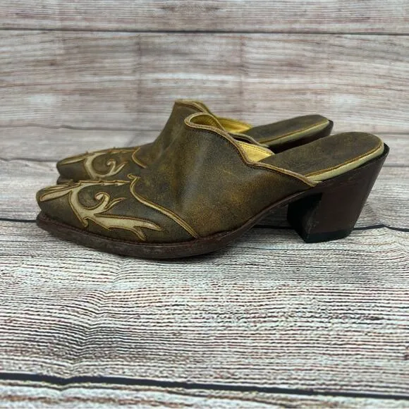 Old Gringo Womens 5 Brown Leather Heeled Boot Mules Boho Western Cowgirl Fall