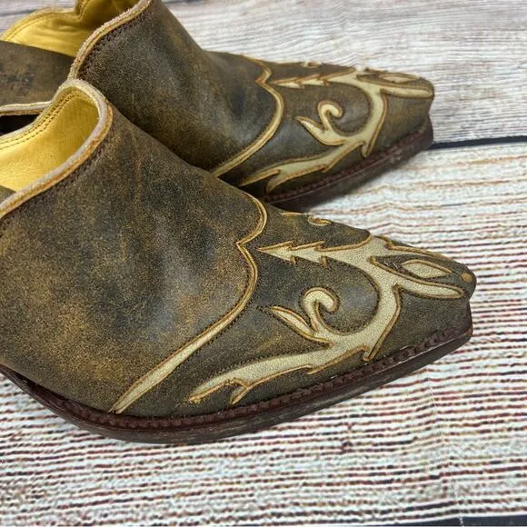 Old Gringo Womens 5 Brown Leather Heeled Boot Mules Boho Western Cowgirl Fall