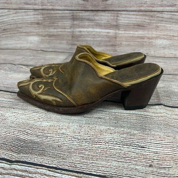 Old Gringo Womens 5 Brown Leather Heeled Boot Mules Boho Western Cowgirl Fall