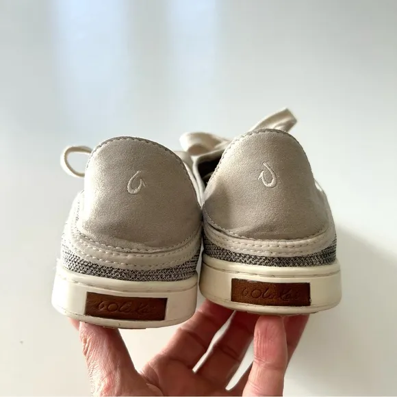 OluKai Neutral Tapa Textured Lace-Up Pehuea Lī Casual Lightweight Sneaker Shoe