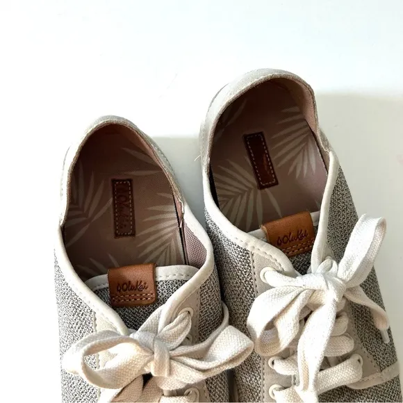 OluKai Neutral Tapa Textured Lace-Up Pehuea Lī Casual Lightweight Sneaker Shoe