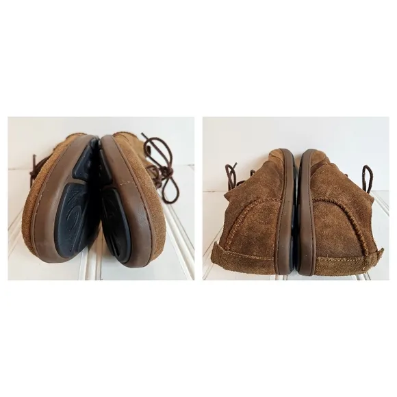 Olukai Shoes Mens Size 9 Maki Brown Suede Leather Moccasin Lace Up