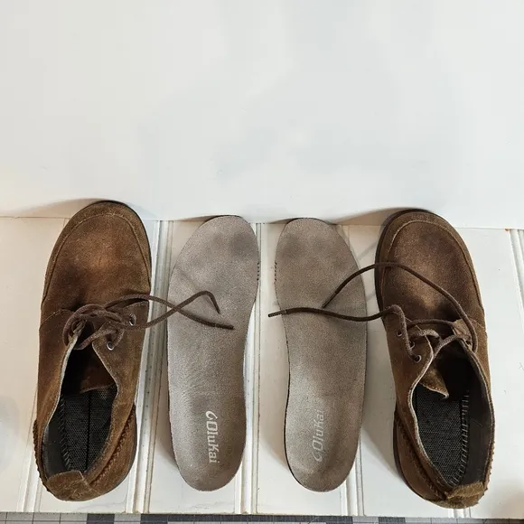 Olukai Shoes Mens Size 9 Maki Brown Suede Leather Moccasin Lace Up