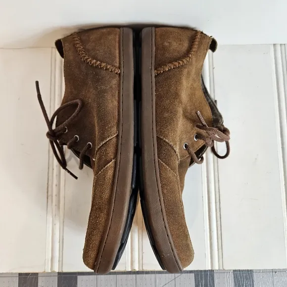 Olukai Shoes Mens Size 9 Maki Brown Suede Leather Moccasin Lace Up