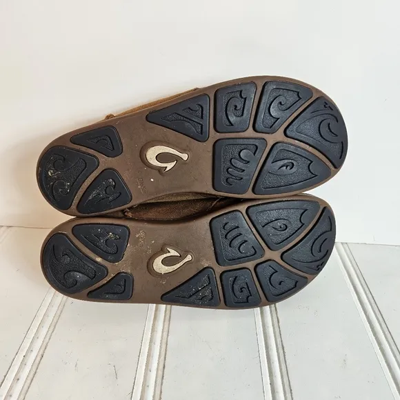 Olukai Shoes Mens Size 9 Maki Brown Suede Leather Moccasin Lace Up