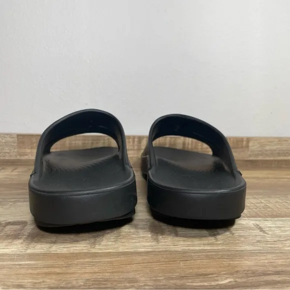 Oofos OOahh Slide Sandal‎ Mens 9 Black Oofoam Arch Support Sandals Recovery EUC