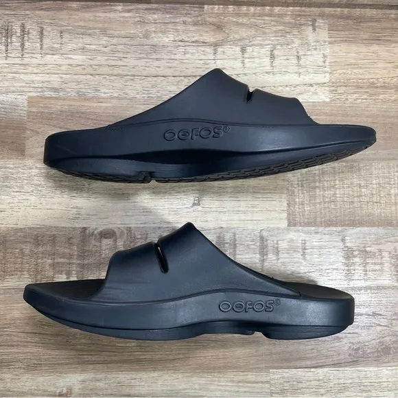 Oofos OOahh Slide Sandal‎ Mens 9 Black Oofoam Arch Support Sandals Recovery EUC