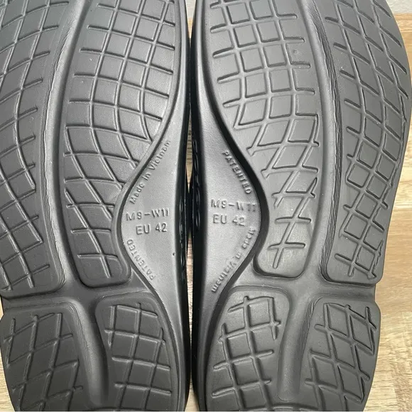 Oofos OOahh Slide Sandal‎ Mens 9 Black Oofoam Arch Support Sandals Recovery EUC