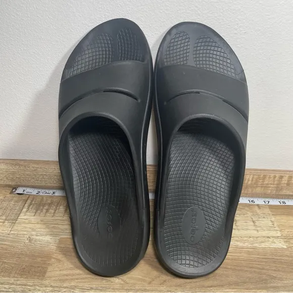 Oofos OOahh Slide Sandal Mens Size 14‎ Black Oofoam Arch Support Sandals EUC