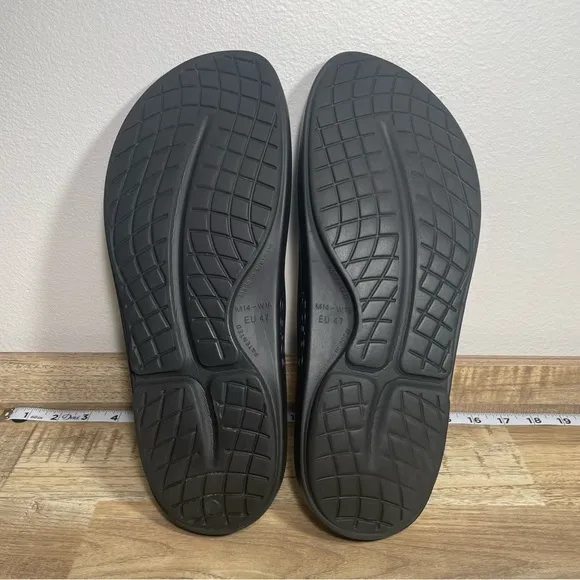 Oofos OOahh Slide Sandal Mens Size 14‎ Black Oofoam Arch Support Sandals EUC