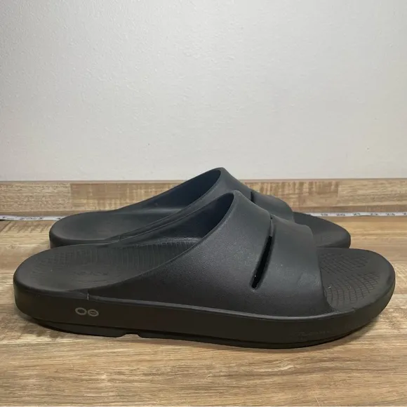 Oofos OOahh Slide Sandal Mens Size 14‎ Black Oofoam Arch Support Sandals EUC