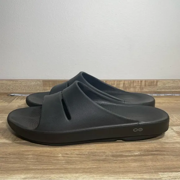 Oofos OOahh Slide Sandal Mens Size 14‎ Black Oofoam Arch Support Sandals EUC