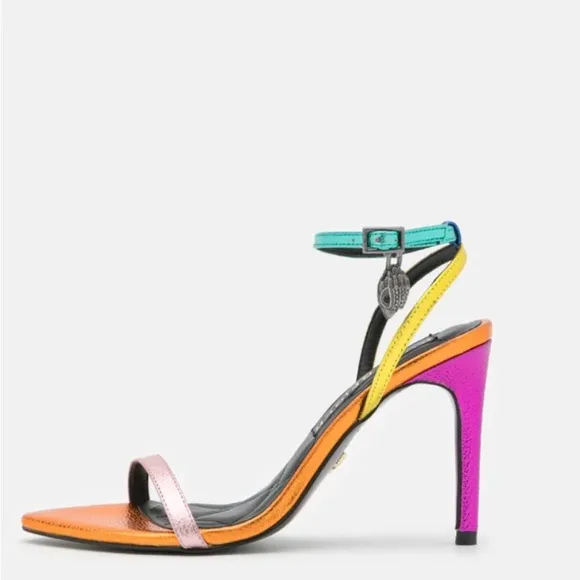 Orange and Pink Strappy Heels with Stiletto