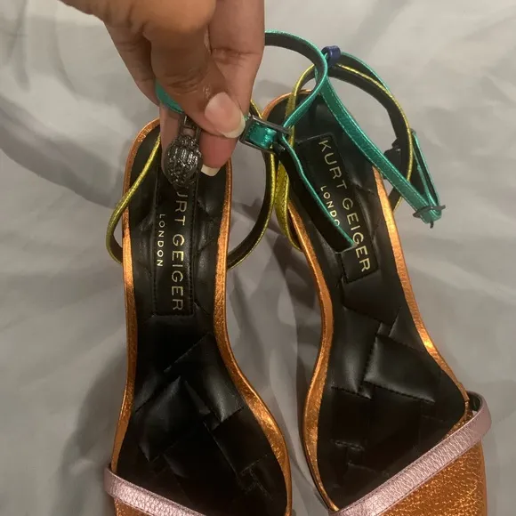 Orange and Pink Strappy Heels with Stiletto