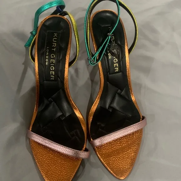 Orange and Pink Strappy Heels with Stiletto