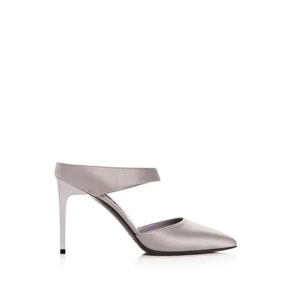 OSCAR DE LA RENTA Womens Gray Back Shoe Stiletto Mules Shoes 39