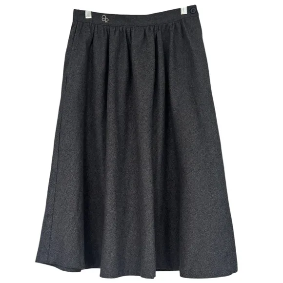 Oscar de la Renta Wool Skirt Vintage Luxury Long Full A Line Gray Size Small