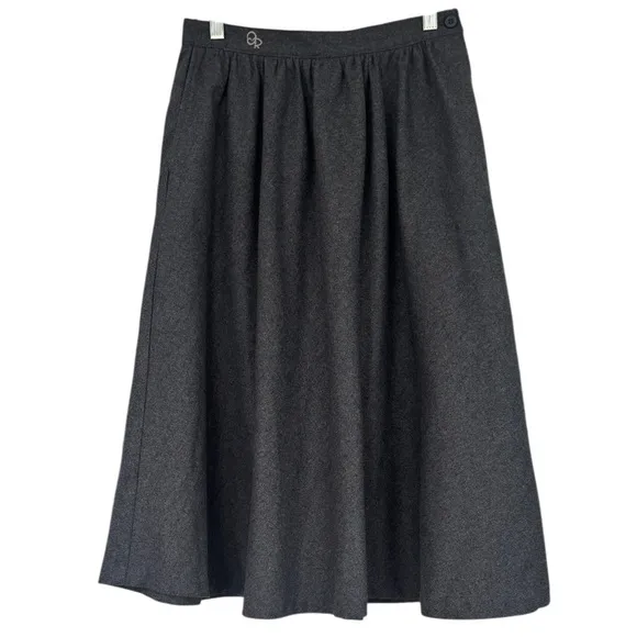 Oscar de la Renta Wool Skirt Vintage Luxury Long Full A Line Gray Size Small