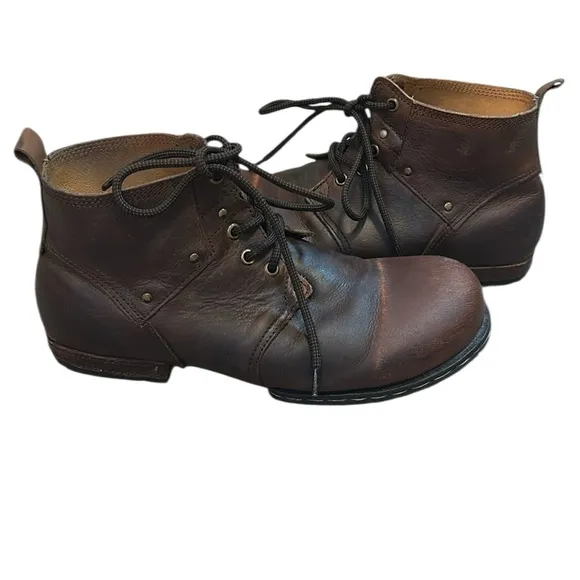 OSSTONE Men's Genuine Leather Chukka Ankle Cowboy Biker Boots Brown size 9.5