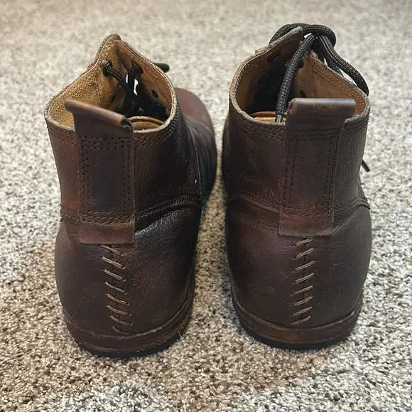 OSSTONE Men's Genuine Leather Chukka Ankle Cowboy Biker Boots Brown size 9.5