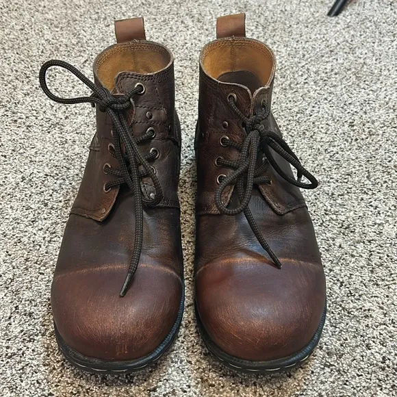 OSSTONE Men's Genuine Leather Chukka Ankle Cowboy Biker Boots Brown size 9.5