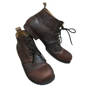 OSSTONE Men's Genuine Leather Chukka Ankle Cowboy Biker Boots Brown size 9.5