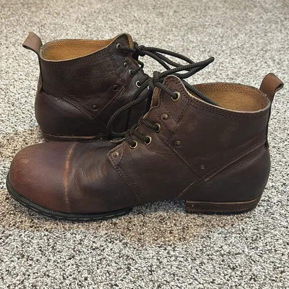 OSSTONE Men's Genuine Leather Chukka Ankle Cowboy Biker Boots Brown size 9.5
