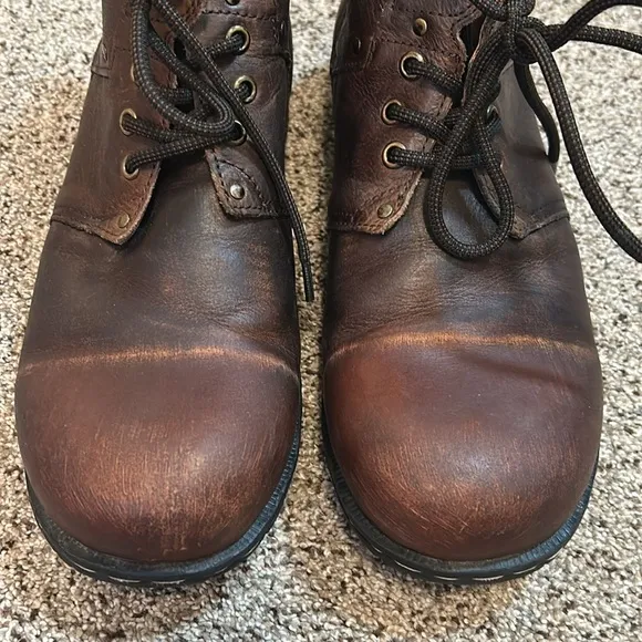 OSSTONE Men's Genuine Leather Chukka Ankle Cowboy Biker Boots Brown size 9.5
