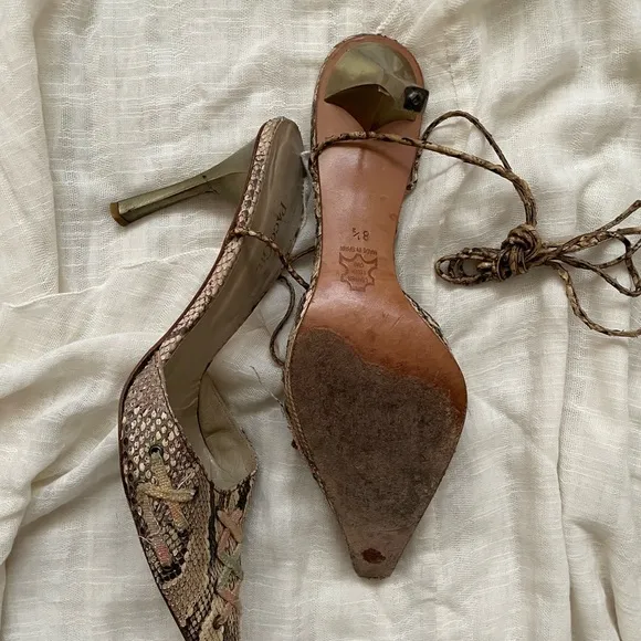 Paco Gil y2k snake pointed lace up heels