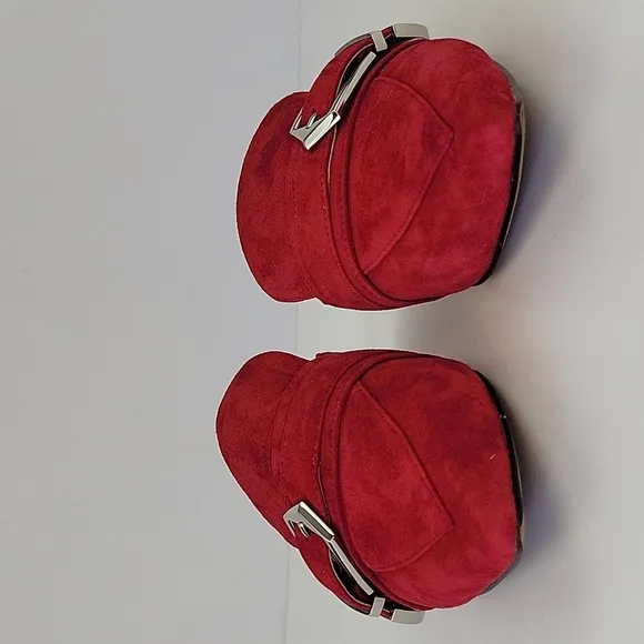 Paolo Ace Buckle Pointed Toe Mule Skimmers Red Size 7.5