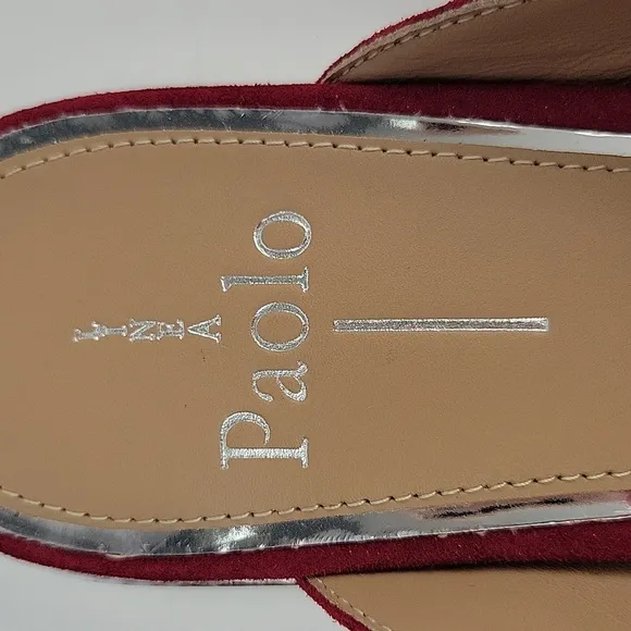 Paolo Ace Buckle Pointed Toe Mule Skimmers Red Size 7.5