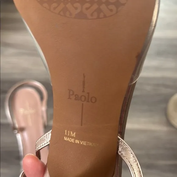 Paolo Metallic Slingback Heels Pointed toe Pump (Missing Ankle Strap)