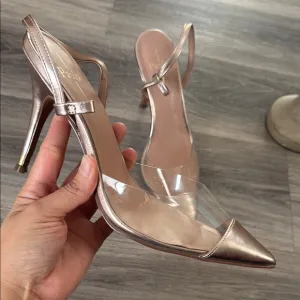 Paolo Metallic Slingback Heels Pointed toe Pump (Missing Ankle Strap)