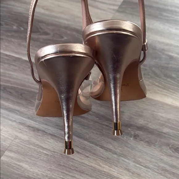 Paolo Metallic Slingback Heels Pointed toe Pump (Missing Ankle Strap)